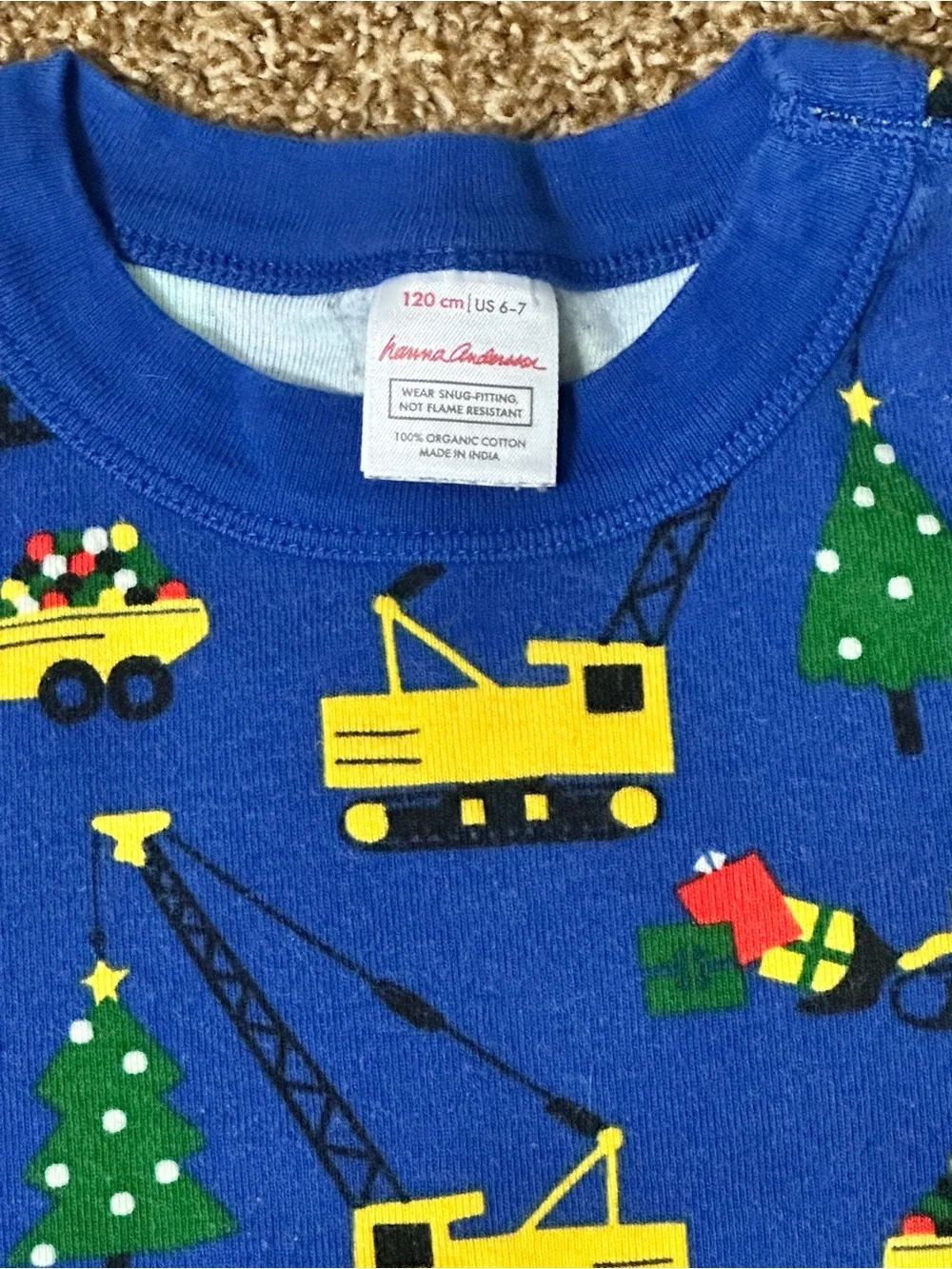 Hanna Andersson Christmas Construction Truck Pajamas size 6/7